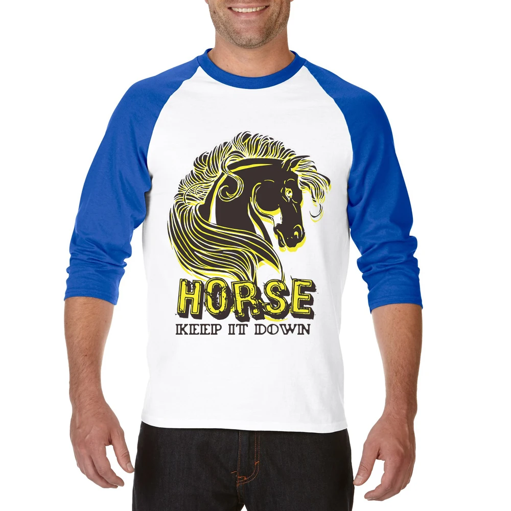 

Men T Shirt Horse Printing O-Neck Three Quarter Raglan Sleeve Cotton Mens T-Shirt Cartoon Funny Man Tops Tee Shirts Streetwear