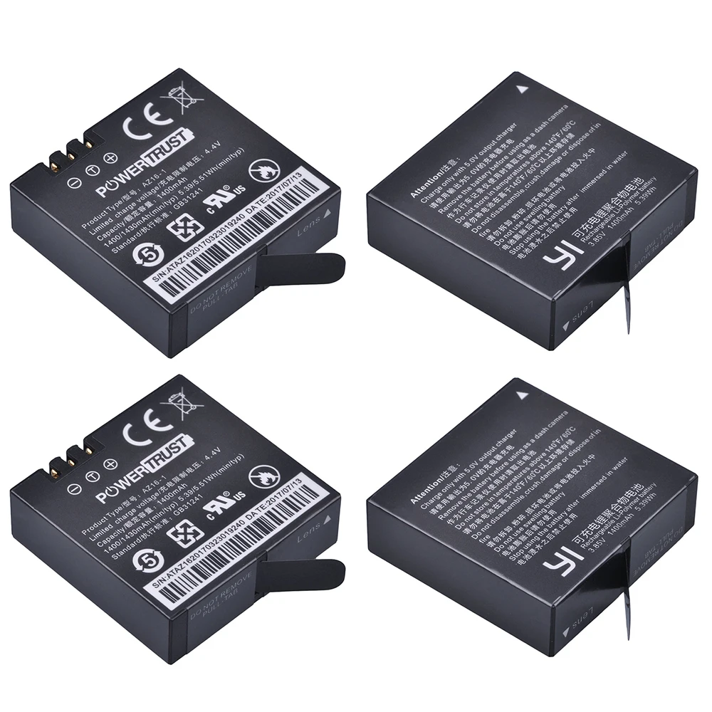

PowerTrust 4Pcs AZ16-1 AZ16 Batteries for YI 4K YI 4K+ and YI Lite Sport Action Camera Accessories