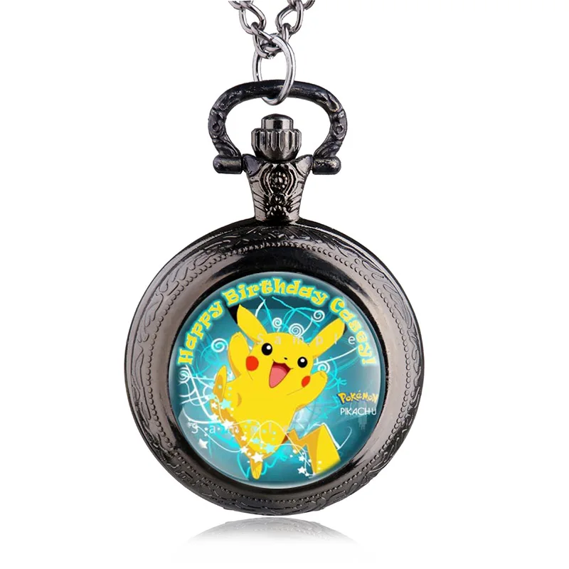 Кварцевые карманные часы Pokemon Pikachu винтажный стимпанк ожерелье с цепочкой лучший