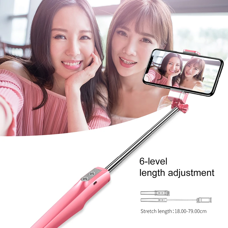Складная селфи-палка Baseus Bluetooth Selfiestick+ Mirro+ заполняющий свет монопод для iPhone samsung Xiaomi Android Phone Stick