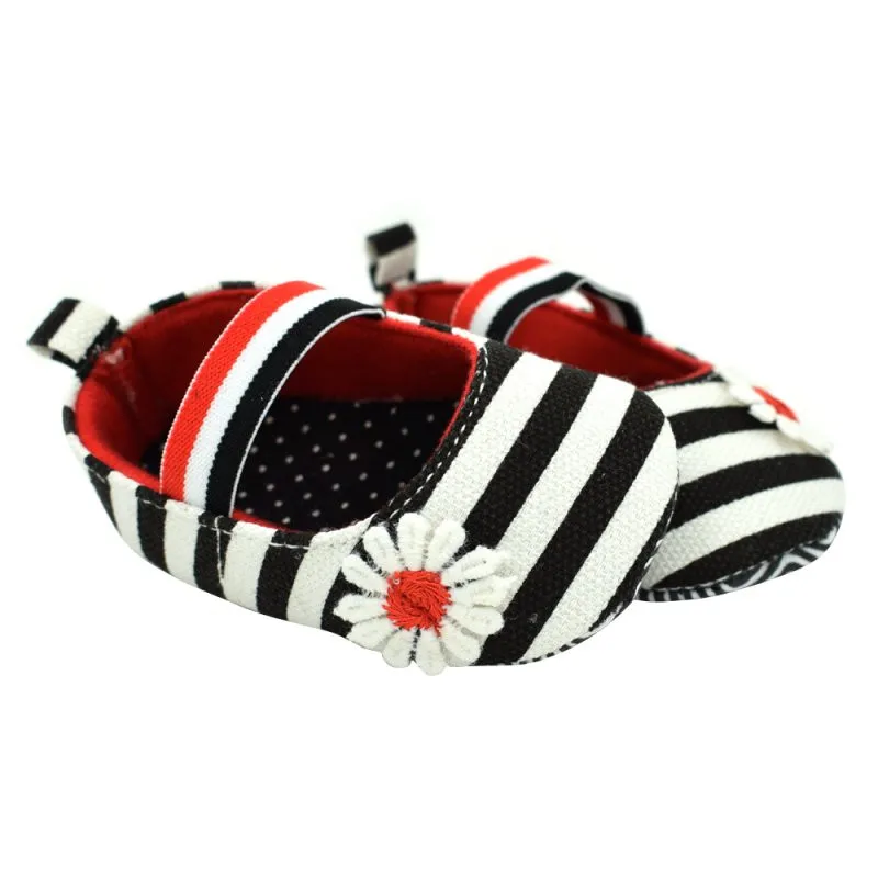 Хлопковая обувь с цветочным рисунком для новорожденных девочек мягкая полосатая