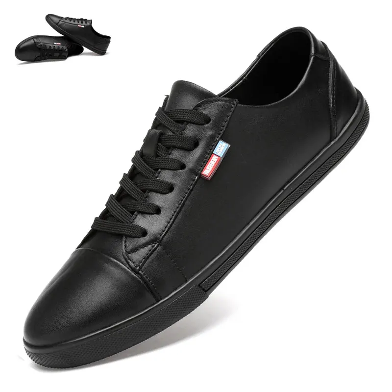 2020 New Men s Shoes for Man Casual Shoes Leather White or black color flat Shoes Sneakers Oxford Men for shoe fashion