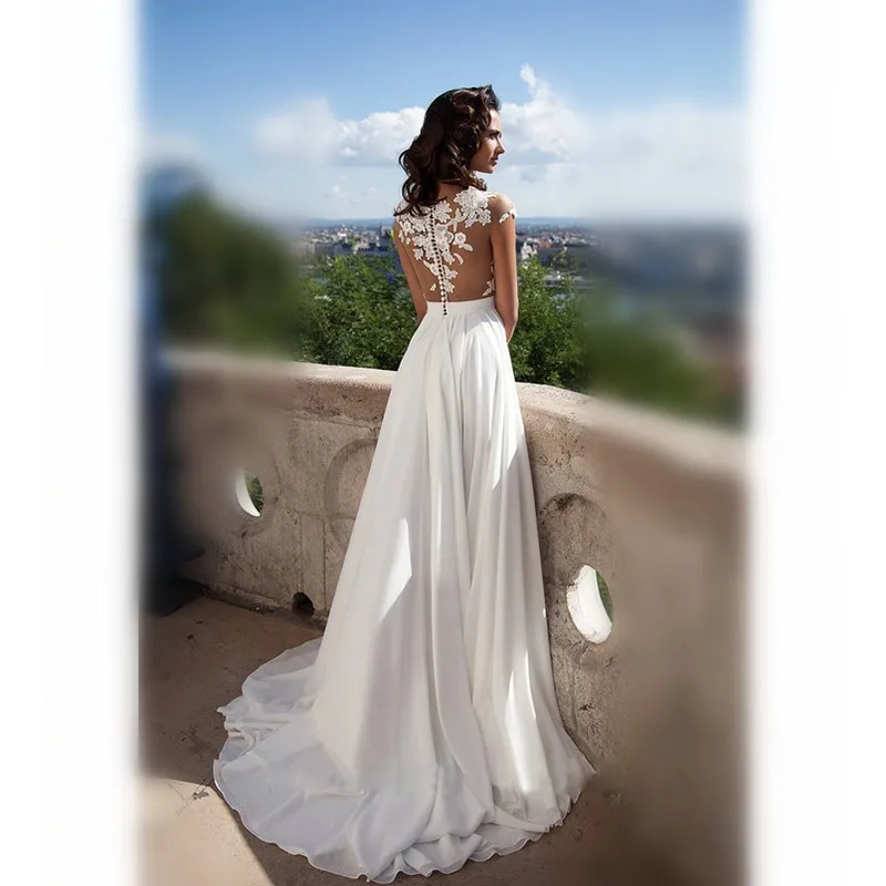 Пляж Boho Свадебные Платья Шифон Аппликации Страна Невесты Платье 2017 Vestido Де Noiva |