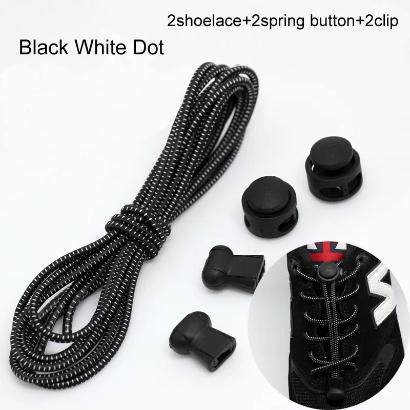 black white dot Шнурки для обуви, эластичные шнурки для кроссовок, бега, триатлона, Zapatos De Hombre - Цвет: black white dot