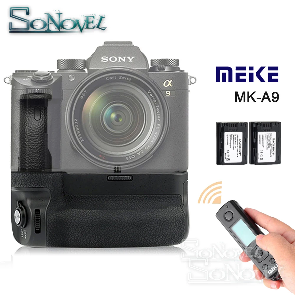 Держатель для аккумулятора Meike MK A9 PRO + пульт дистанционного управления 2 4 ГГц 2x NP