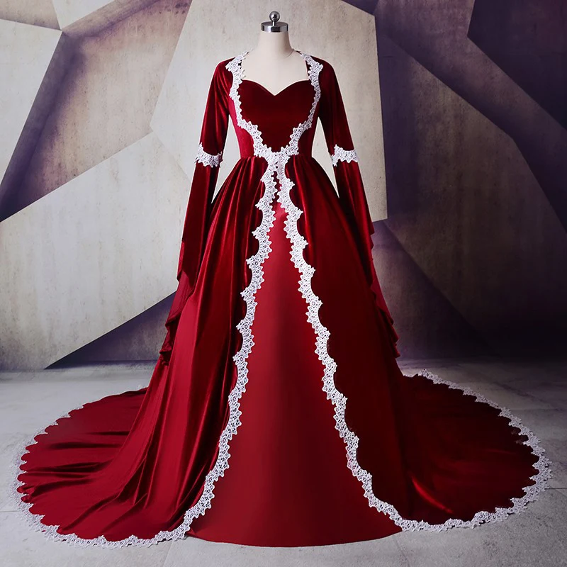 

Moroccan Kaftan Red Velvet Evening Dress 2019 Sweetheart Appliques Long Sleeve Dubai Arabic Prom Dress Party Gown robe de soire