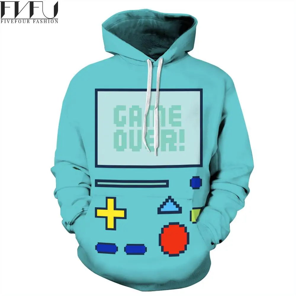 Мода 2017 г. Для мужчин 3D Толстовки Толстовка мультфильм Игровые приставки принт