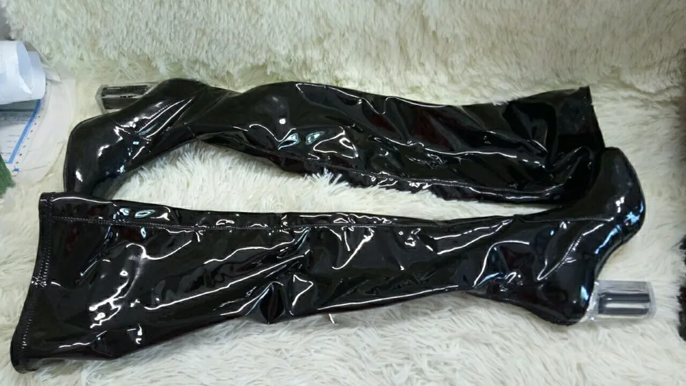 Сапоги выше колена из лакированной кожи на высоком каблуке|over knee boots black|knee bootsover |