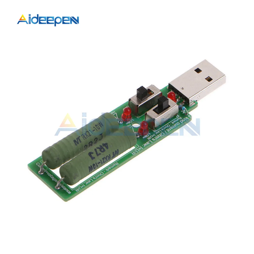 USB резистор с переключателем Электронная нагрузка 5 в 1 а/2 а/3 а регулируемым