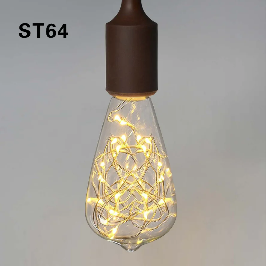 ST64-Warm 3D Светодиодная лампа Эдисона, винтажное украшение, E27, 110 В, 220 В, Светодиодная лампа накаливания, медная проволока, сменная лампочка накаливания - Цвет: ST64-Warm