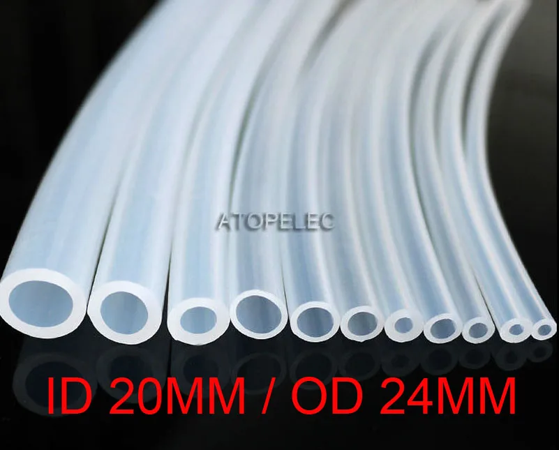 Гибкий Мягкий пищевой силиконовый шланг трубка 20*24 мм диаметр 24 прозрачный 180 °