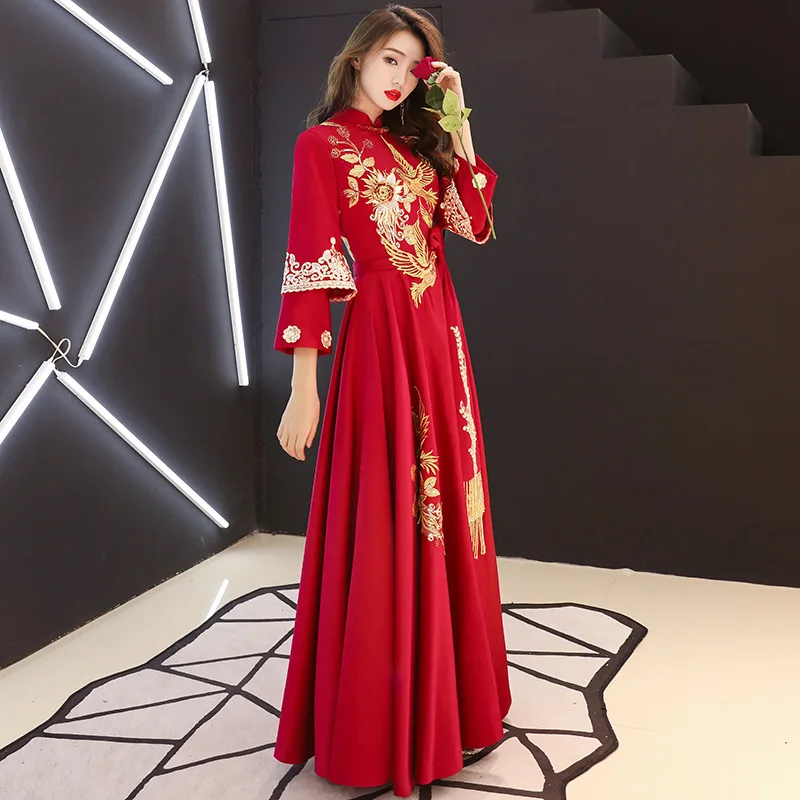 Китайское традиционное вышитое длинное платье Ципао Vestidos чонсам восточные