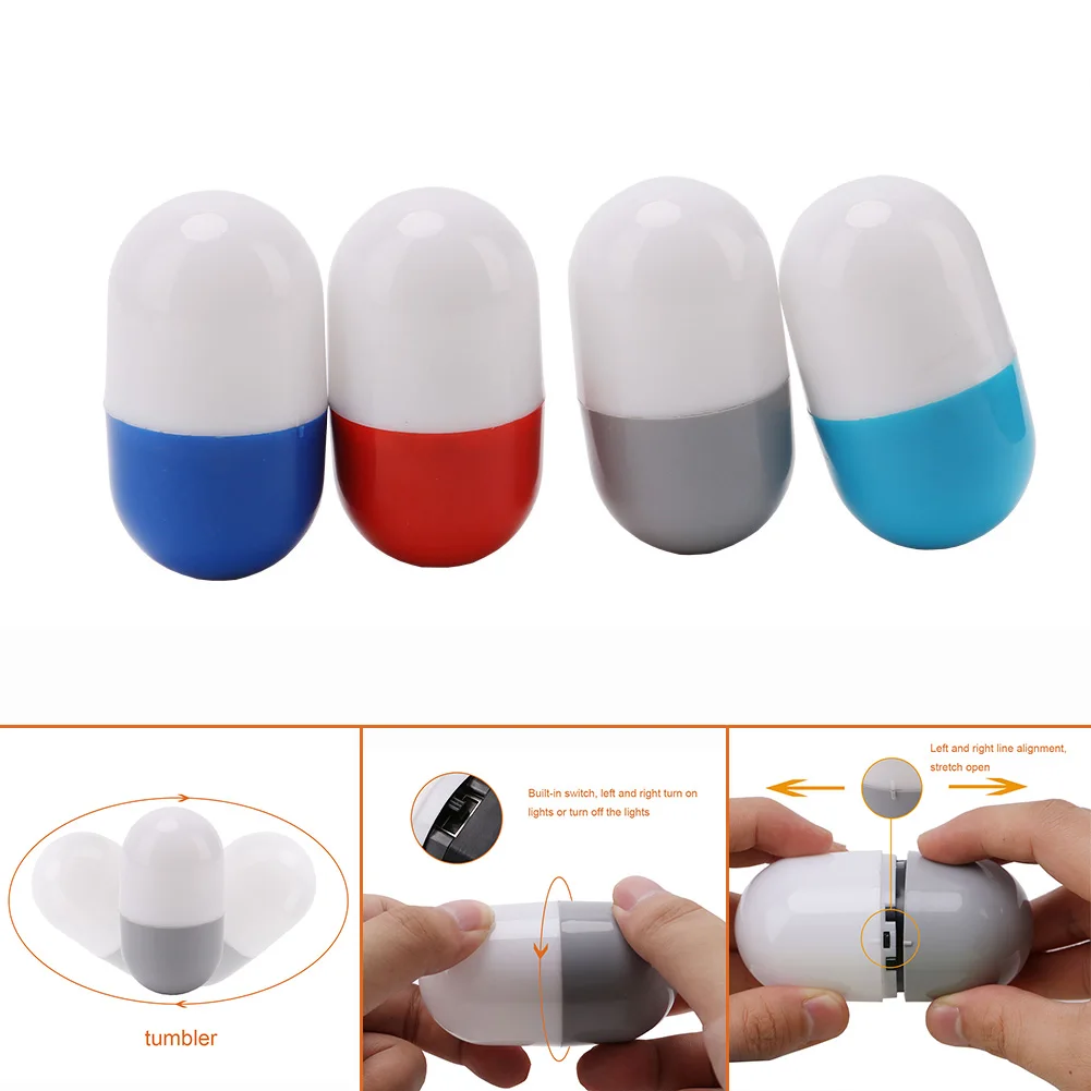 Roly poly Pill Capsule светодиодный Ночной светильник милый тумблер лампа белый цветной