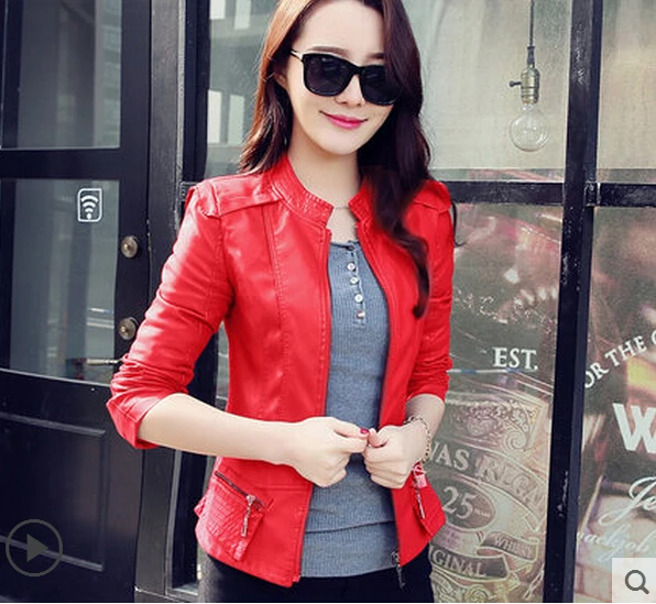 

Free Shipping 2021 Spring New Locomotive Small Leather Women Short Paragraph Slim Pu Wallet Kepi Black Clothing Coat / M-5xl
