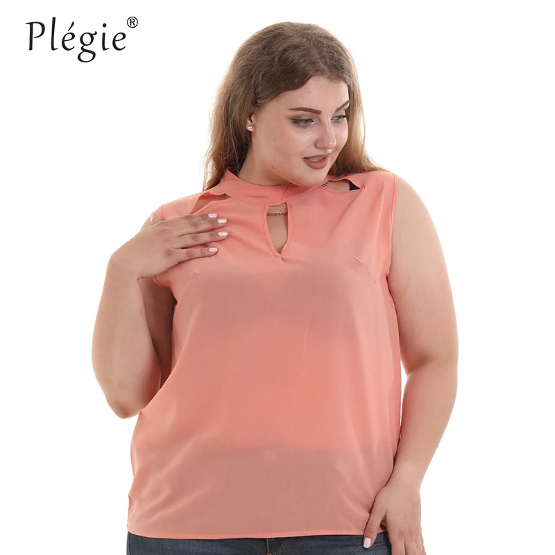 Женская блузка без рукавов Plegie большие размеры 5XL 6XL Летние шифоновые топы и