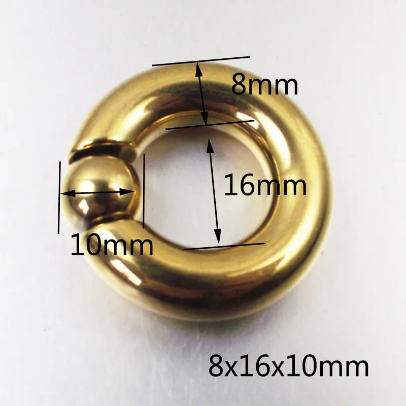 8x16x10mm 0G SaYao 1 шт., большие размеры, Золотые серьги из нержавеющей стали, закрытые кольца-кольца BCR, пирсинг для бровей, ниппель, пирсинг, кольцо для носа, ювелирные изделия для тела - Окраска металла: 8x16x10mm 0G