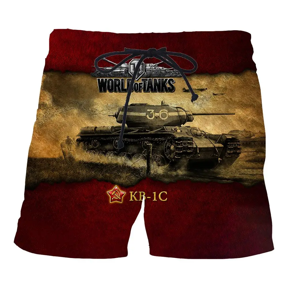 Пляжные шорты World Of Tanks мужские повседневные с забавным 3D принтом модные летние