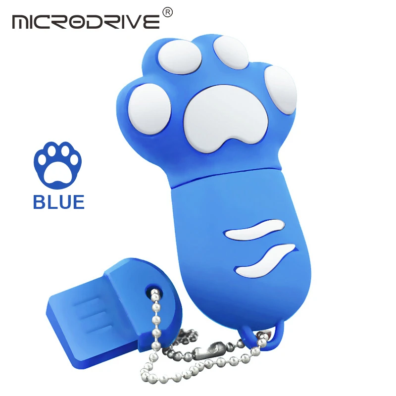 Синий USB флеш-накопитель с милым когтем кошки, 6 цветов, ручка driv Stick, 4 ГБ, 8 ГБ, 16 ГБ, 32 ГБ, 64 ГБ, карта памяти, лучший подарок, флеш-накопитель, u-диск - Цвет: Синий