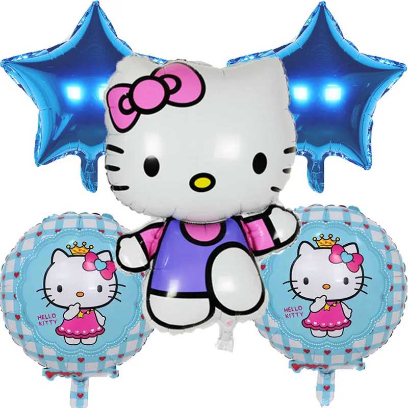 5 шт., воздушный шар «hello kitty» из фольги, воздушный шар для вечеринки в честь Дня Рождения, украшения для детей, вечерние подарки