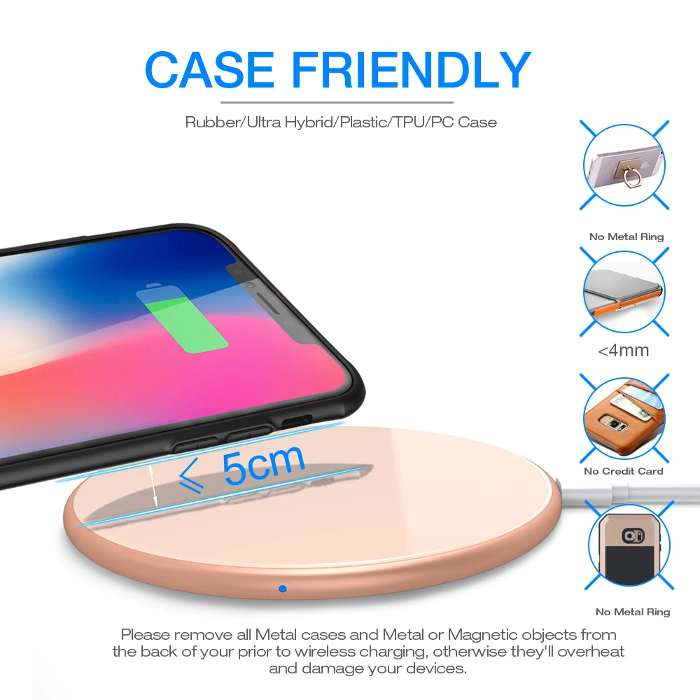 SMORSS Qi Беспроводное быстрое зарядное устройство для iphone X 8 Plus 10 Вт Беспроводная
