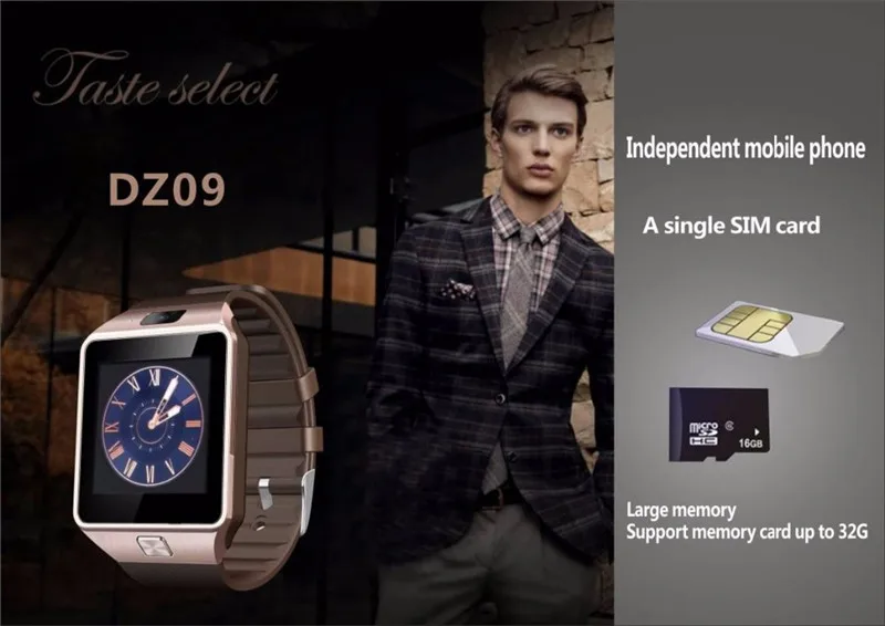 Модные часы Smart Watch DZ09 sim телефон часы Bluetooth Smartwatch Поддержка TF карты GSM вызова Bluetooth 3,0 для IOS A