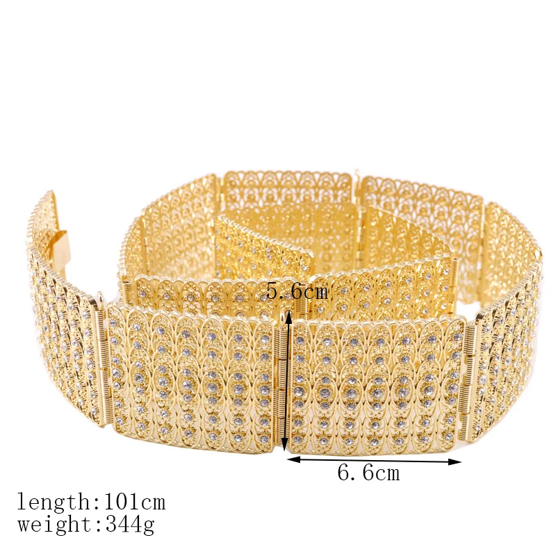 

Full diamond Moroccan style belt for the bride's sumptuous gold jewelry waist chain for the Arabian women's gown wedding belt