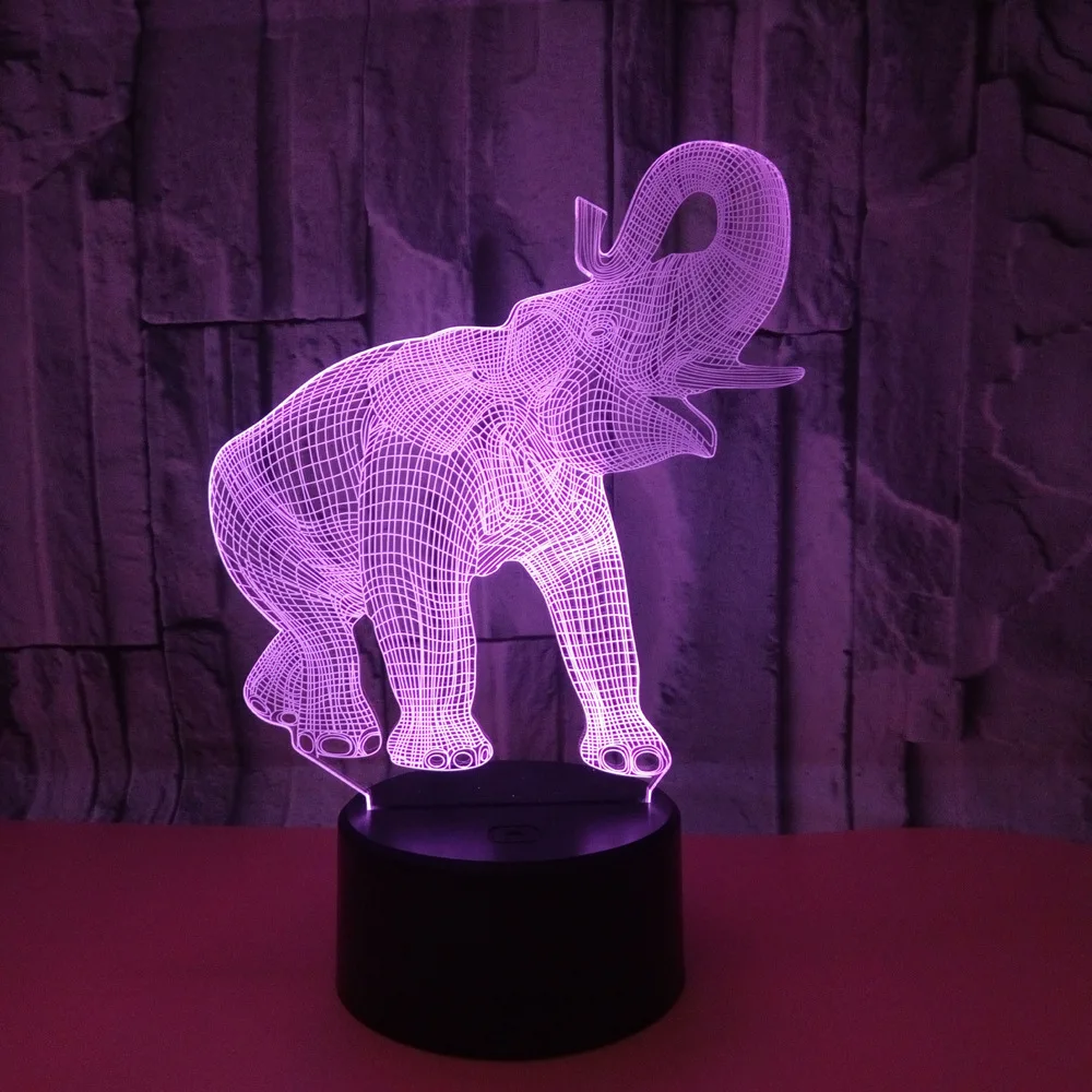 [DBF]7 цветов меняющая 3d-лампу в виде слона Оптическая иллюзия сенсорный/пульт