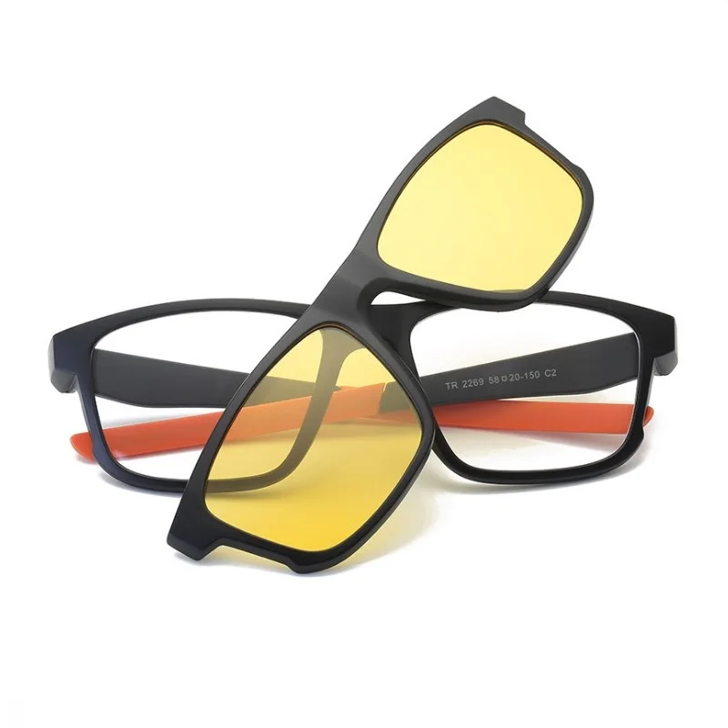 

W-144 Optical magnetic set men sunglasses TR90 Sports myopia polarized Night Vision Goggles sunglasses eyewear magnetic clip NEW