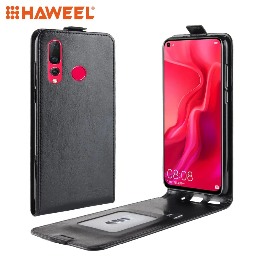 Кожаный чехол-книжка HAWEEL для Huawei nova 4 R64 с текстурой и отделением карт фоторамкой |