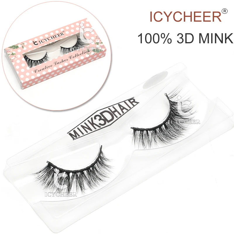 

ICYCHEER Cross Natural Eye lashes Soft Black 100% 3D Mink Makeup False Fake Eyelashes