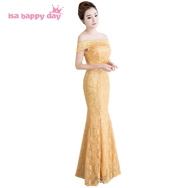 

Женское длинное платье с юбкой-годе, официальное золотистое и красное платье с завязкой на спине, модель H3917, 2020