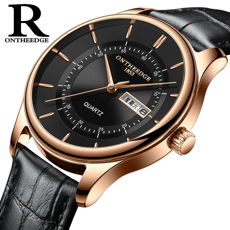 

Dropshipping Men Women Watch Slim Rose Gold Wrist Watch Genuine Leather Band Day and Week Free Shipping Relogio Wristwatches