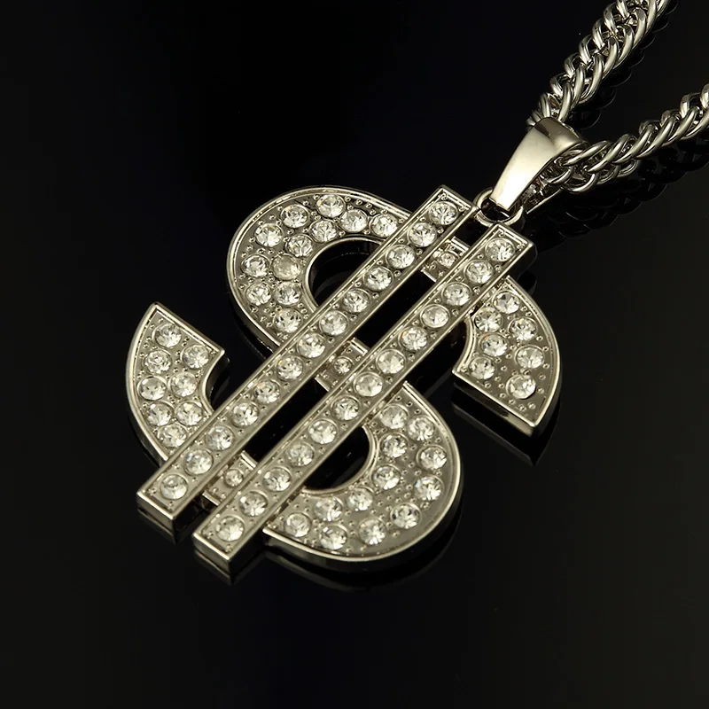 Сплав большой доллар США короткое ожерелье Для мужчин s в стиле хип-хоп ювелирные