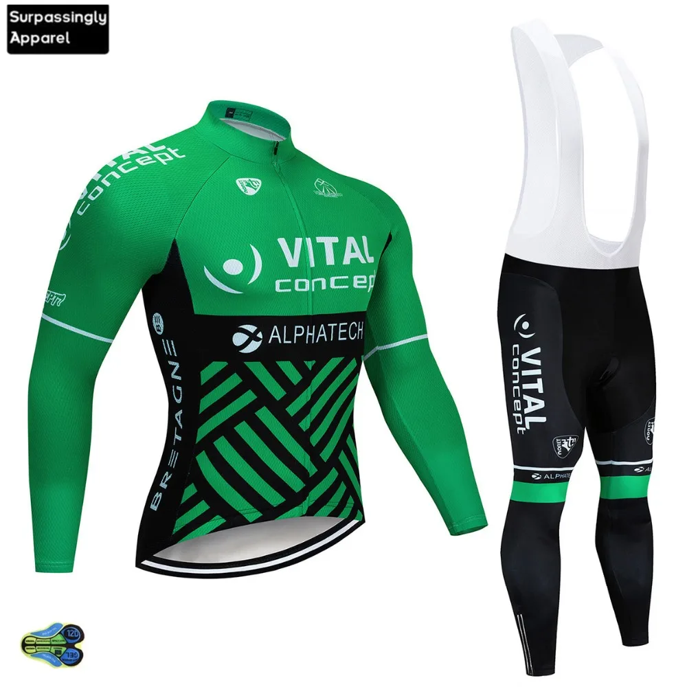 2019 с длинным рукавом зеленого жизненно концепция Велоспорт Джерси Ropa De Ciclismo Pro Team