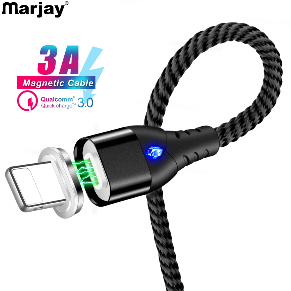 Магнитный кабель Marjay 1 м 2 зарядный usb для синхронизации данных iphone 6 7 8 Plus X XS Max XR 3A