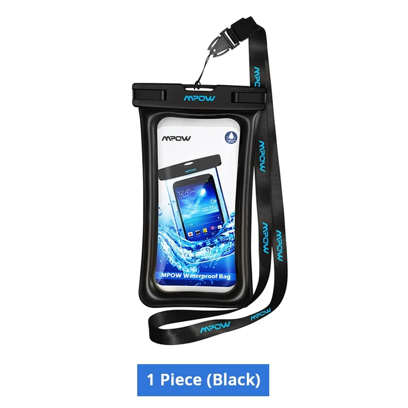 Mpow Black 1PCS Mpow Универсальный IPX8 водонепроницаемый чехол, сумка, чехол для телефона ", сумка для телефона, чехол для Iphone Xs X 8 7 7Plus 6S samsung Galaxy S9, чехол для телефона - Цвет: Mpow Black 1PCS