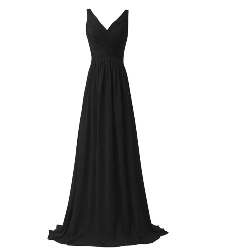 LLY1130T# V-neck спагетти Лямки длинные на шнуровке небесно-голубое для подружки невесты платья свадебное платье для выпускного вечера невесты Дамская мода - Цвет: Black