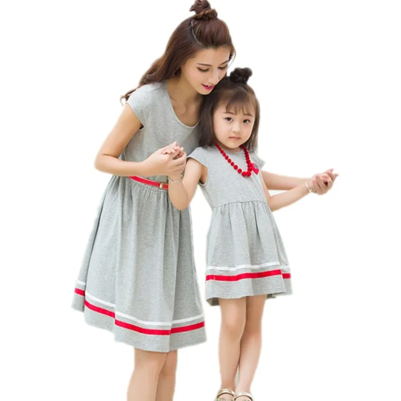 Женское летнее платье для дочери стильные хлопковые платья матери и с поясом