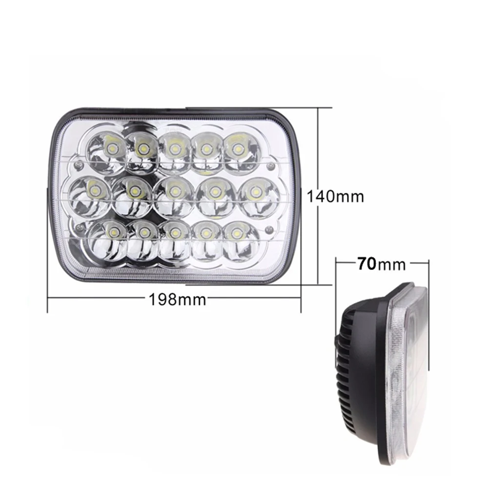 

ECAHAYAKU 2Pcs 7x6 LED Light Crystal Clear Sealed Beam 12V 24V Trucks Pick-up 45W LED Headlamp 6000K Waterproof IP67 High Power