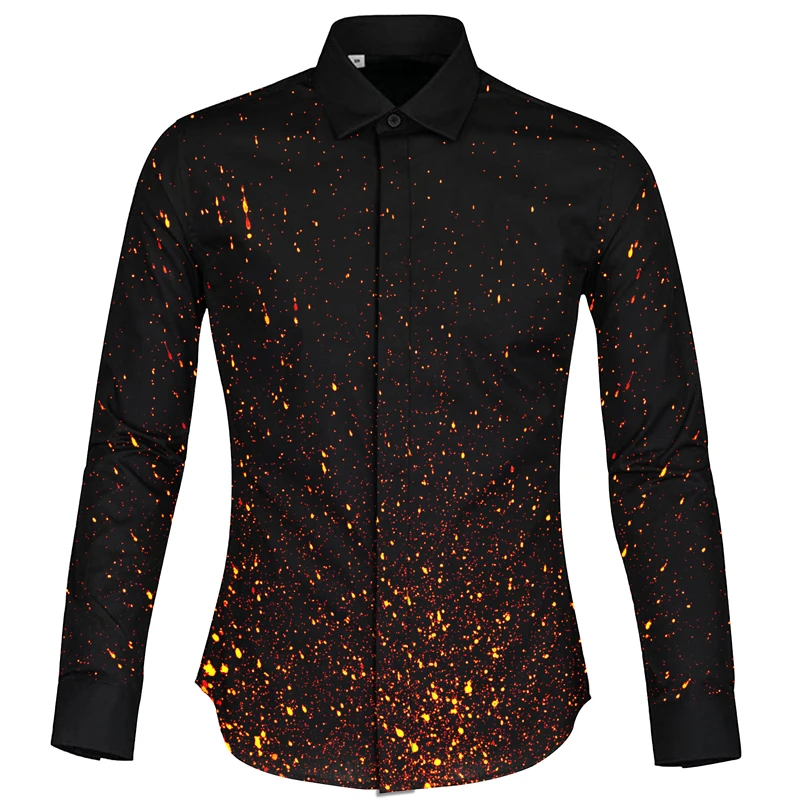 

Cloudstyle Galaxy Shirt Man Brand camisa masculina Casual Style Blouse Full Sleeve Turn Down Collar Business Wear Plus Size 2XL