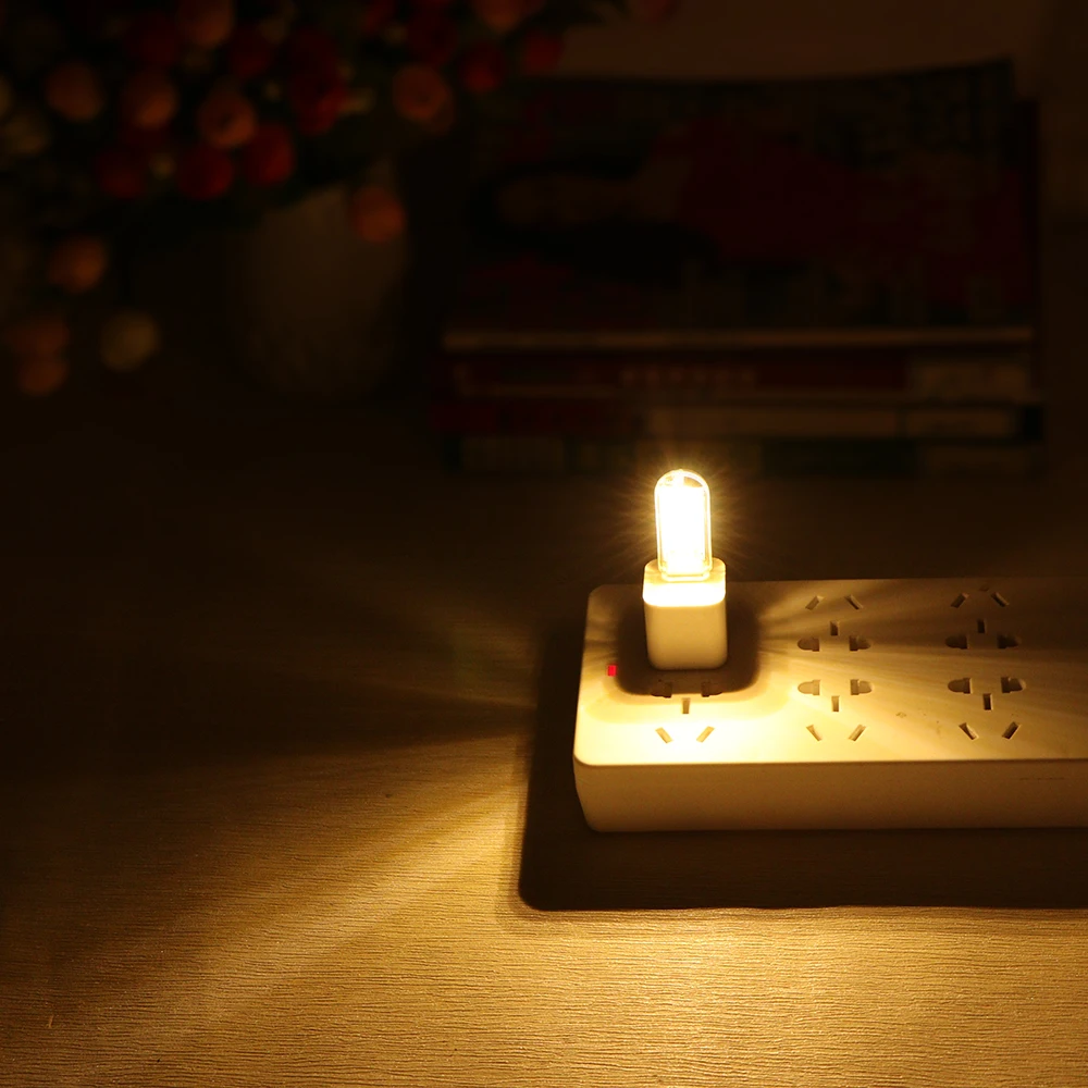 Портативный мини USB мощность 3 LED ночник лампа 5 в теплый/чистый белый свет для