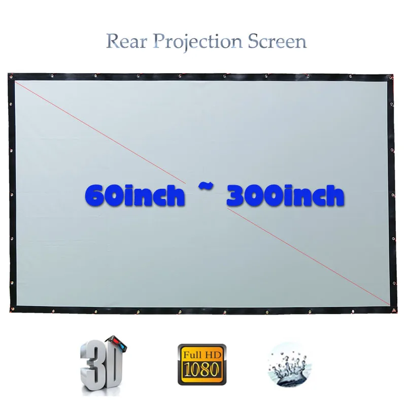 

Yovanxer HD Rear Projection Screen Special Soft PVC for Any Projector Home Theater Outdoor Curtain Full Sizes 16:9/4:3 Optional