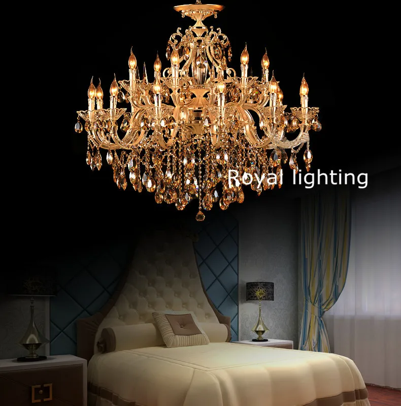 Svitz Золото Светодиодные свечи люстры для гостиной hotel шампанское кристалла