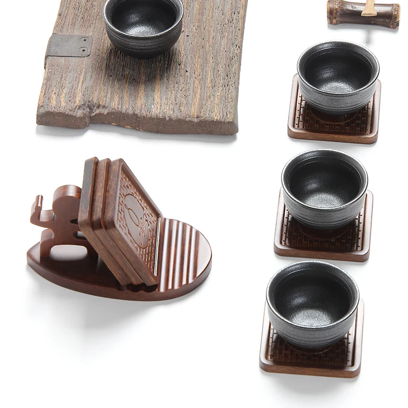 TS 7-pcs китайский Стиль бамбуковые подставки Gongfu чашка коврики | Дом и сад
