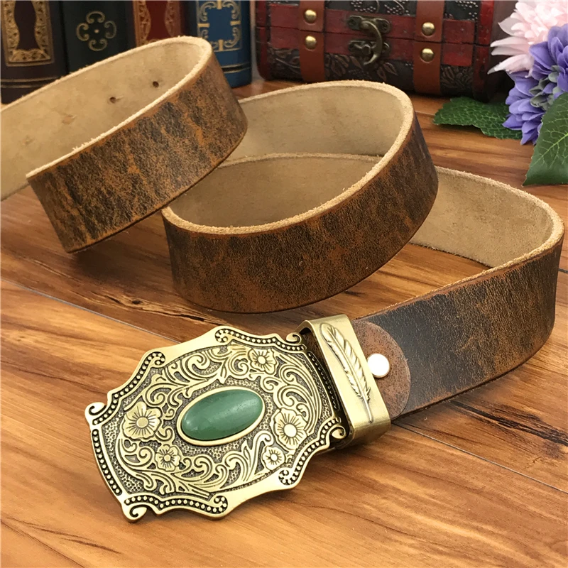 Роскошный винтажный латунный ремень с пряжкой мужской Ceinture Homme желтый кожаный