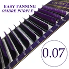 Двухцветные черные и фиолетовые ресницы CrownLASH 0,07
