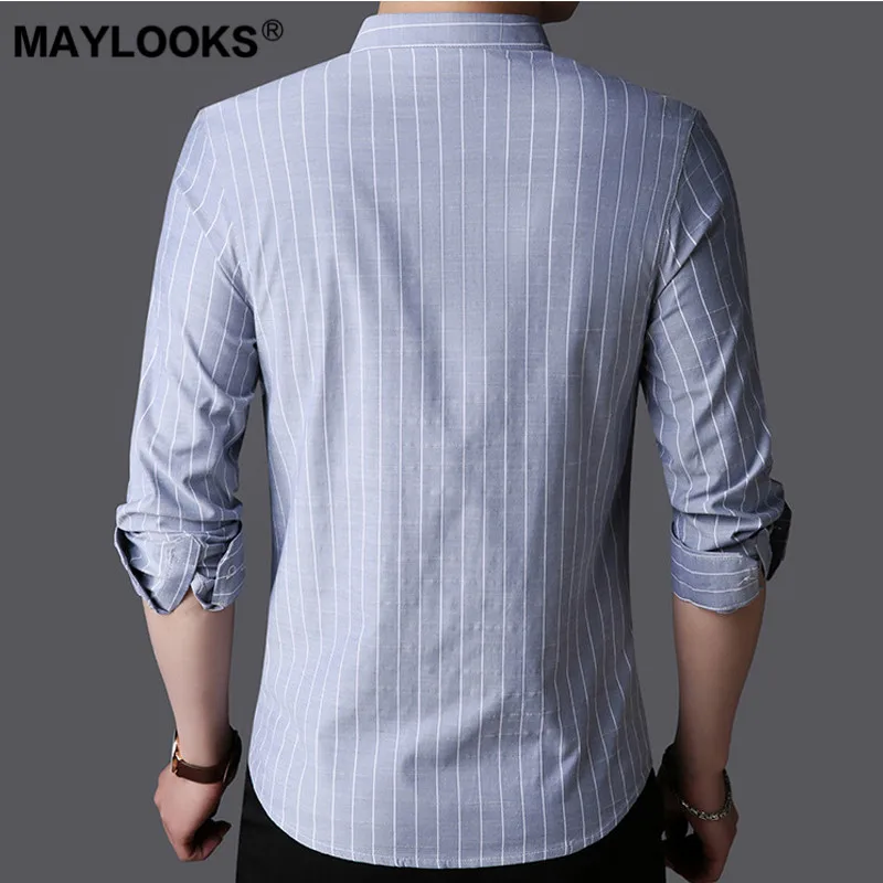 Maylooks Новинка осени 2019 рубашка с длинными рукавами для молодых мужчин деловая