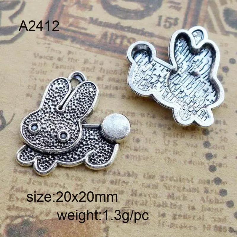 

50 шт антикварные серебряные цветные Подвески Кролик Висячие Подвески ювелирные изделия подвеска на ожерелье аксессуар