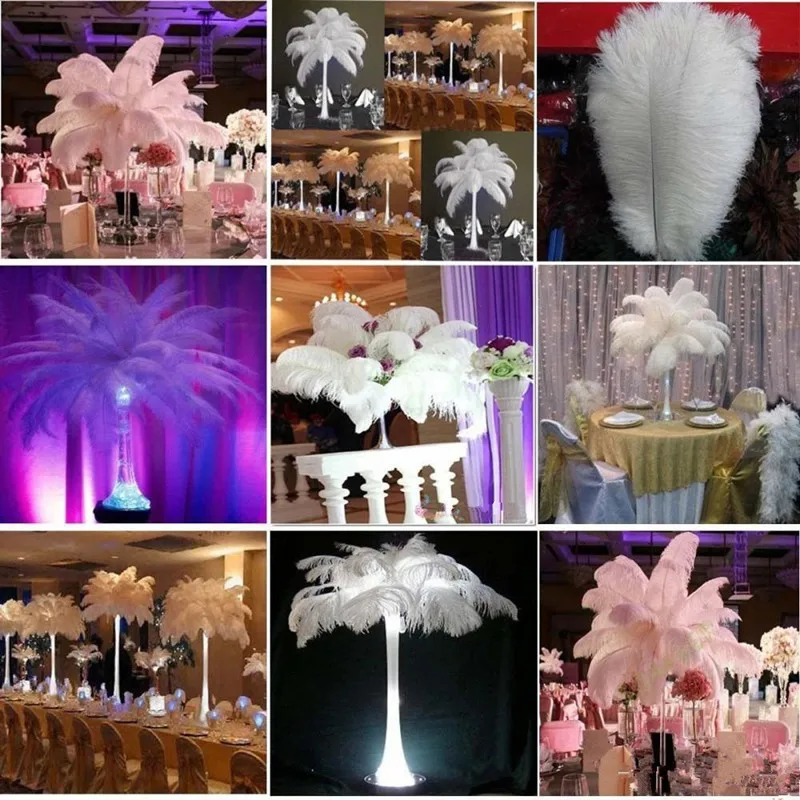 

100 Pcs Per Lot 20~25cm White Ostrich Feather Plume Craft Supplies Wedding Party Table Centerpieces Decoration Free Shipping