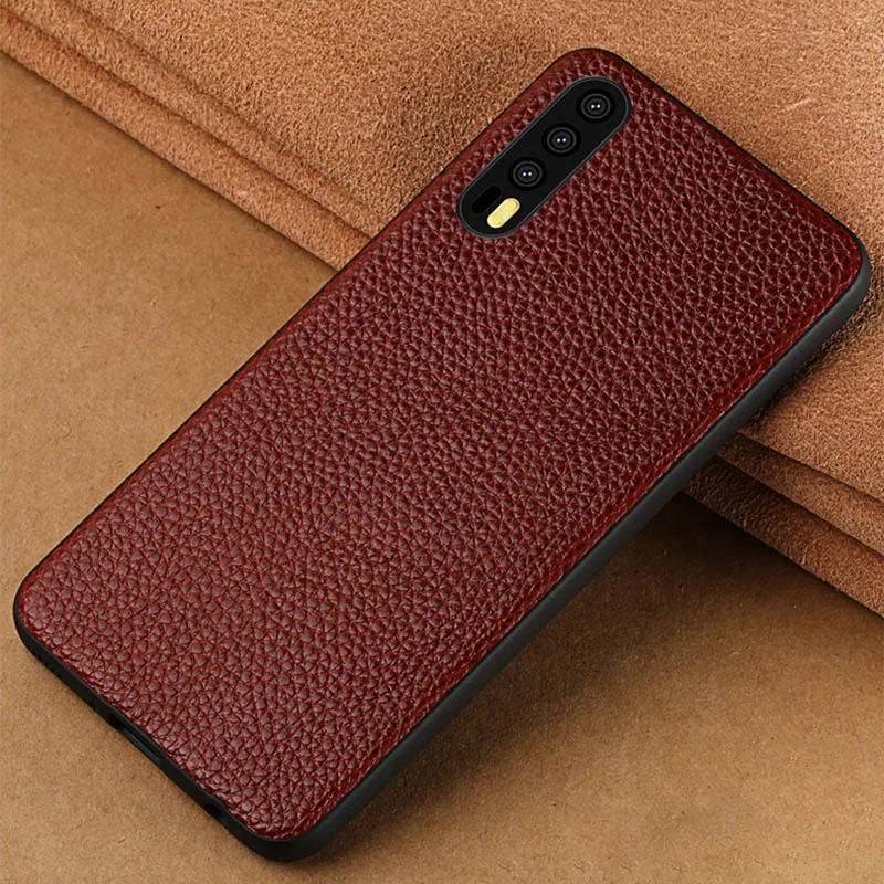Чехол из натуральной кожи для телефона Huawei P20 Pro чехол с текстурой личи задняя